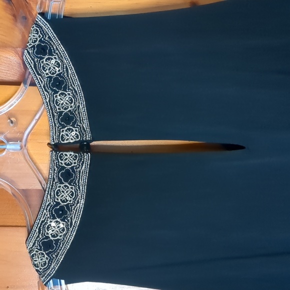 WHITE HOUSE BLACK MARKET* black sequin v neck casual jersey midi dress XS - Picture 6 of 8